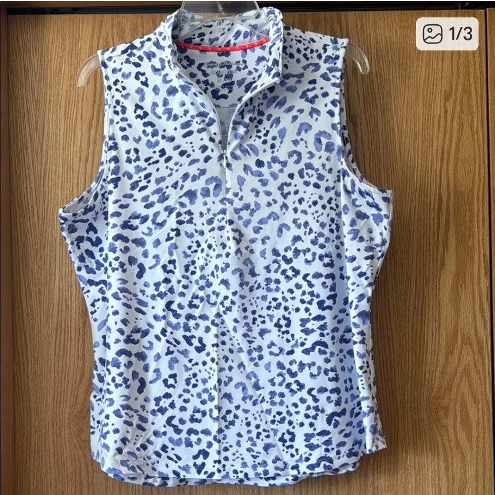 Tommy Bahama Sleeveless Blue and White Print Blouse